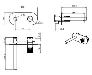 Встраиваемый смеситель для раковины Boheme Stick 125-WG белый/золото